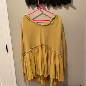 Free People mustard hooded tunic
